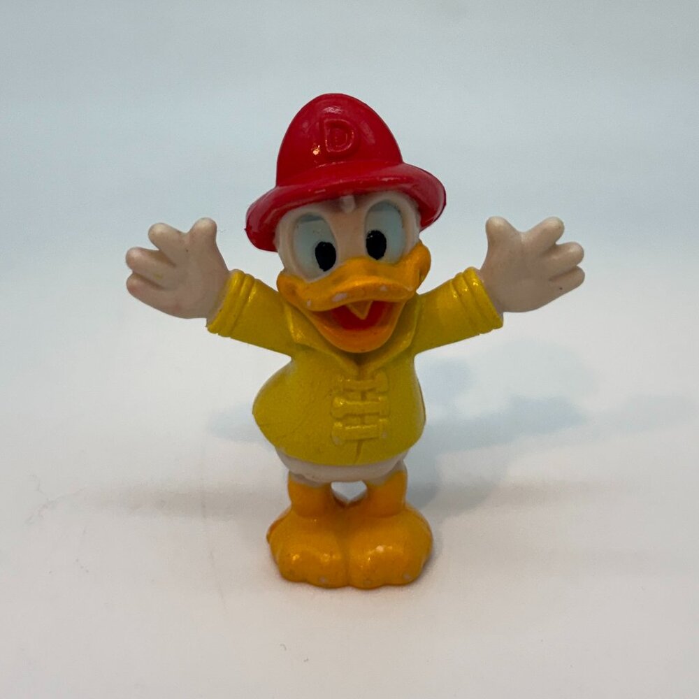 Vintage Disney Donald Duck Firefighter Figurine Toy